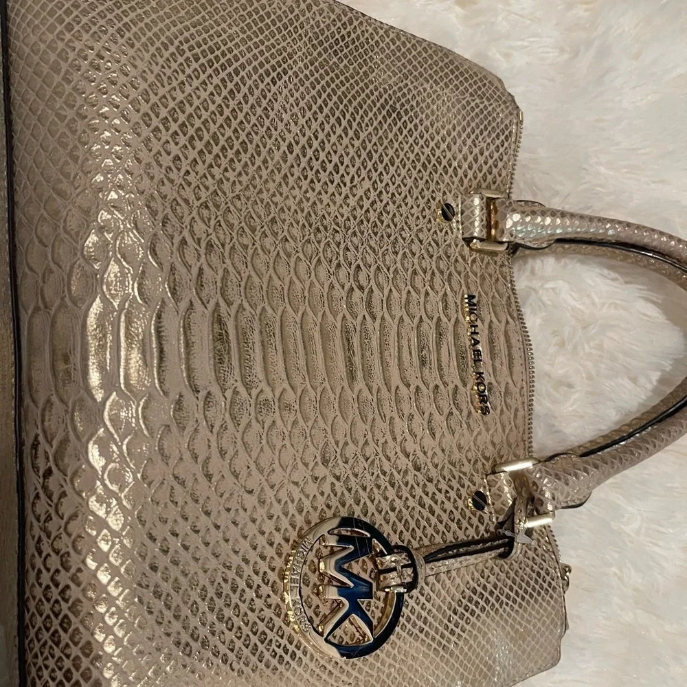 Michael Kors Gold Satchel with Signature Charm